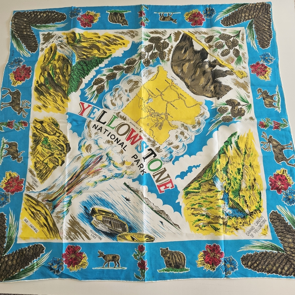 Vintage Yellowstone Souvenir Scarf